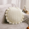 Picture of ROUND HAND-KNITTED TASSEL CUSHION WITH INNER (Dia 19.6") - BEIGE