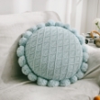 Picture of ROUND HAND-KNITTED TASSEL CUSHION WITH INNER (Dia 19.6") -  SKY BLUE