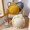 Picture of ROUND HAND-KNITTED TASSEL CUSHION WITH INNER (DIAMETER 50CM) -  SKY BLUE