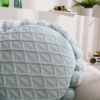 Picture of ROUND HAND-KNITTED TASSEL CUSHION WITH INNER (Dia 19.6") - PINK