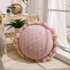 Picture of ROUND HAND-KNITTED TASSEL CUSHION WITH INNER (Dia 19.6") - PINK