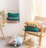 Picture of BI-COLOR HAND-KNITTED Tassel Square Cushion with Inner (17.5"x17.5")