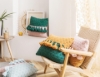 Picture of BI-COLOR HAND-KNITTED Tassel Square Cushion with Inner (17.5"x17.5")