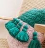 Picture of BI-COLOR HAND-KNITTED Tassel Square Cushion with Inner (17.5"x17.5")