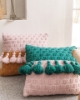 Picture of BI-COLOR HAND-KNITTED Tassel Square Cushion with Inner (45cm x 45cm)