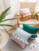 Picture of BI-COLOR HAND-KNITTED TASSEL SQUARE CUSHION WITH INNER 45CMX45CM - GREEN & PINK