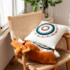 Picture of EMBROIDERED LINEN CUSHION WITH TASSEL AND INNER 45X45CM - GREEN