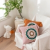 Picture of EMBROIDERED LINEN CUSHION WITH TASSEL AND INNER 45X45CM - GREEN
