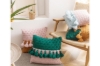 Picture of BI-COLOR HAND-KNITTED Tassel Square Cushion with Inner (17.5"x17.5")