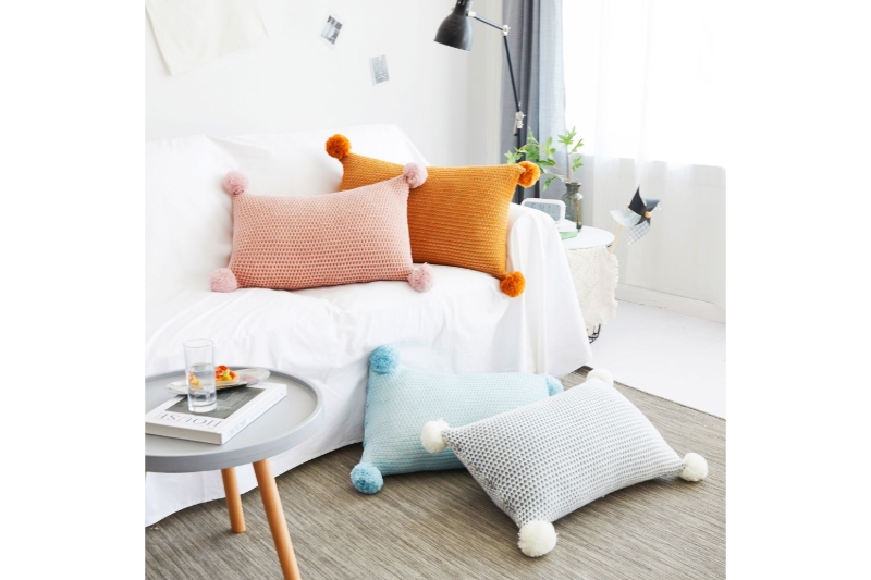 Picture of TASSEL HAND-KNITTED Rectangular Cushion with Inner (14"x21.5")
