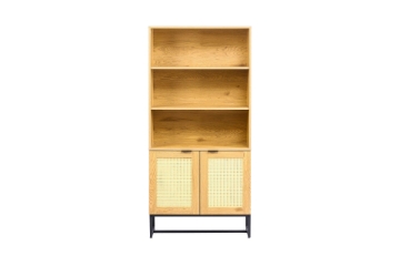 Picture of SAILOR 2 Door Bookshelf with Rattan (Oak)