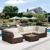 Picture of SUMMERFINDER 7-Piece Modular Outdoor Sectional Wicker Patio Set in Brown