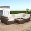 Picture of SUMMERFINDER 7-Piece Modular Outdoor Sectional Wicker Patio Set in Brown