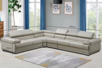 Picture of MAXWELL SECTIONAL AIR LEATHER SOFA (LIGHT GREY)