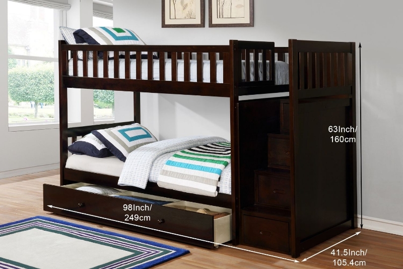 Picture of JENAFIR Single-Single Bunk Bed (Espresso)