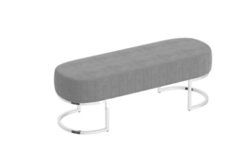 Picture of FLAVIA Velvet Channel Tufted Bench with Stainless Steel Silver Base (Gray)
