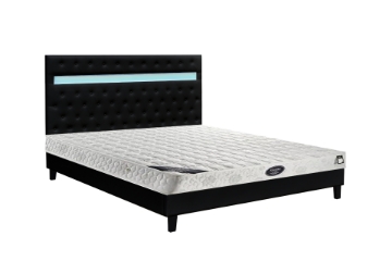 Picture of   GIANTEX Black Faux Leather Button Tufted Color Changing Led  Platform Bed in KING Size