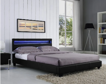 Picture of MOBBY Faux Leather Bed Frame with LED Color Changing in Eastern King Size (Black)