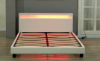 Picture of MOBBY White Faux Leather Platform Bed with LED color changing - Queen