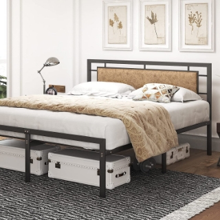 Picture of Mecor Metal  Platform Bed in Brown-- Double / Full