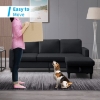 Picture of CLOVER Steel / Wood Frame & Reversible sectional with Storage Ottoman  in Dark Grey