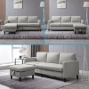 Picture of CLOVER Steel / Wood Frame & Reversible sectional with Storage Ottoman  in Light Grey