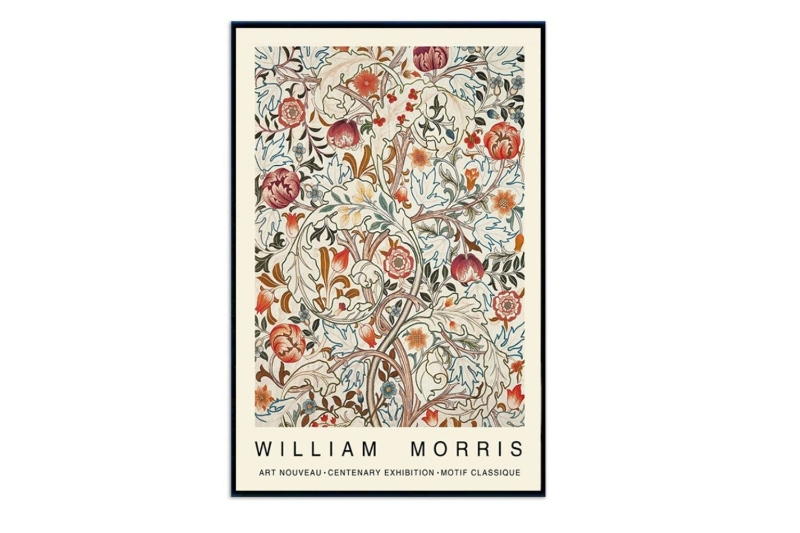 Picture of VINTAGE FLOWERS By William Morris- Black Frame Canvas Print Wall Art (150cmx100cm)