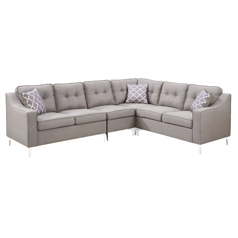 Picture of KAYLA  Modern Mid-century Grey Linen  Sectional - Light Grey