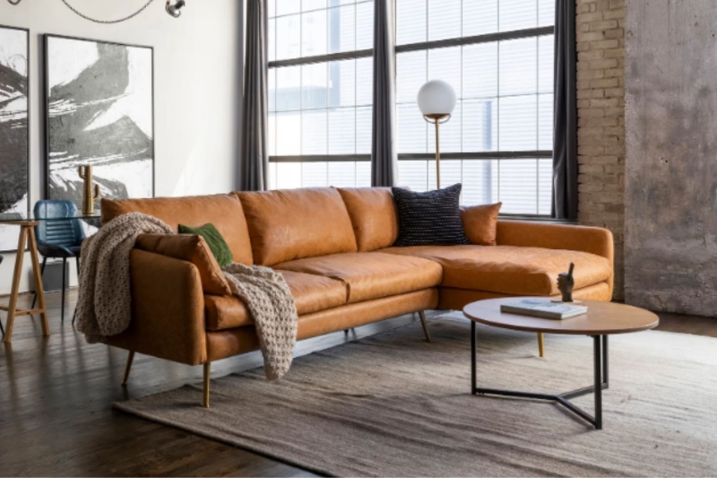 Picture of PARK Faux Leather Sectional Sofa (Brown)