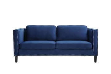 Picture of STITCH 3-Seater Velvet Sofa (Blue)