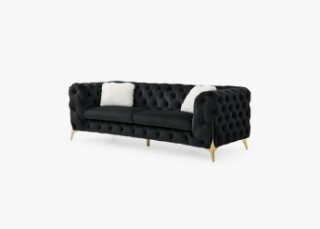 Picture of VIGO 3+2+1 Chesterfield Tufted Velvet Sofa Range (Black) - 3 Seater (Sofa)