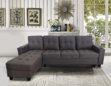 Picture of (Final Sale) KLARA Reversible Sectional Sofa with Cup Holder  in Brown