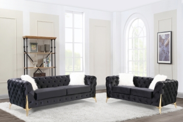 Picture of VIGO 3+2+1 Chesterfield Tufted Velvet Sofa Range (Black)