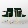 Picture of EVAN Button Tufted Velvet Chair with Arms (Hunter Green/Gold)