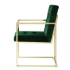 Picture of EVAN Button Tufted Velvet Chair With Arms (Hunter Green/Gold)