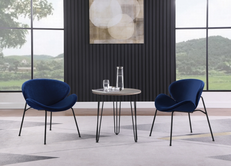 Picture of VINTAGE "ORANGE SLICE" JAGGER ACCENT CHAIR  WITH TABLE SET -NAVY BLUE