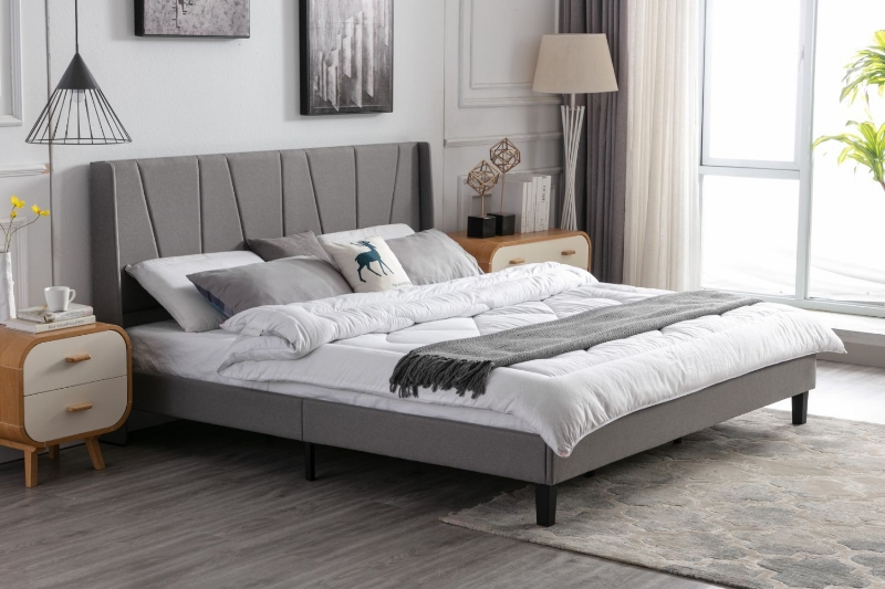 Picture of ALASKA Fabric Bed Frame in Queen/King Size (Grey)