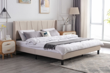 Picture of ALASKA Fabric Bed Frame in Queen/King Size (Beige) 