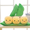 Picture of  Pea Pod Shape Plush Bean Bag With 3 Smiling Beans Soft Pillow 
