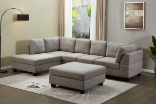 Picture of LIBERTY SECTIONAL FABRIC SOFA (LIGHT GREY)- Left Hand Facing Chaise  with ottoman