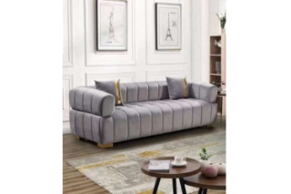Picture of VEGAS Chesterfield Velvet Sofa Range (Grey) - 3 Seater (Sofa)
