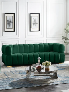 Picture of VEGAS CHESTERFIELD VELVET SOFA (GREEN) - 3 SEATER