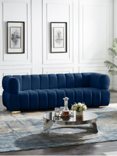 Picture of VEGAS Chesterfield Velvet Sofa Range (Blue) - 3 Seater (Sofa)