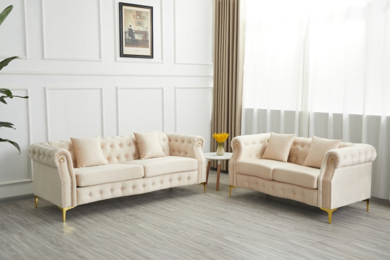 Picture of BONA Tufted Velvet Sofa Range (Beige)