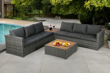 Picture of CONNERY Aluminum Frame Outdoor Sectional Sofa Set with Coffee Table & Corner Table