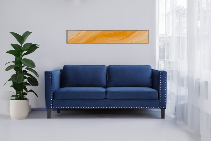 Picture of STITCH 3-Seater Velvet Sofa (Blue)