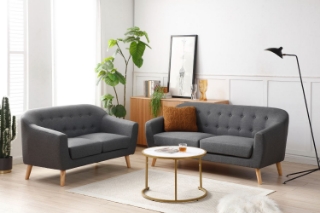 Picture of BRACKE Fabric Sofa Range (Grey) - Loveseat+Sofa Set