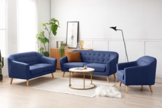 Picture of BRACKE Fabric Sofa Range (Blue) - Armchair+Loveseat+Sofa Set	