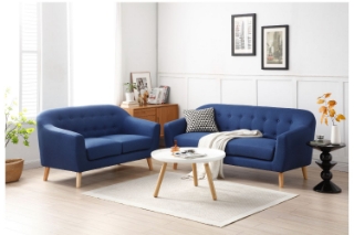 Picture of BRACKE Fabric Sofa Range (Blue) - Loveseat+Sofa Set