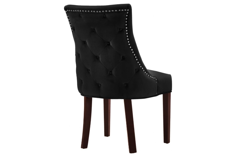 Picture of FRANKLIN Velvet Dining Chair with Solid Rubber Wood Legs (Black) - Single